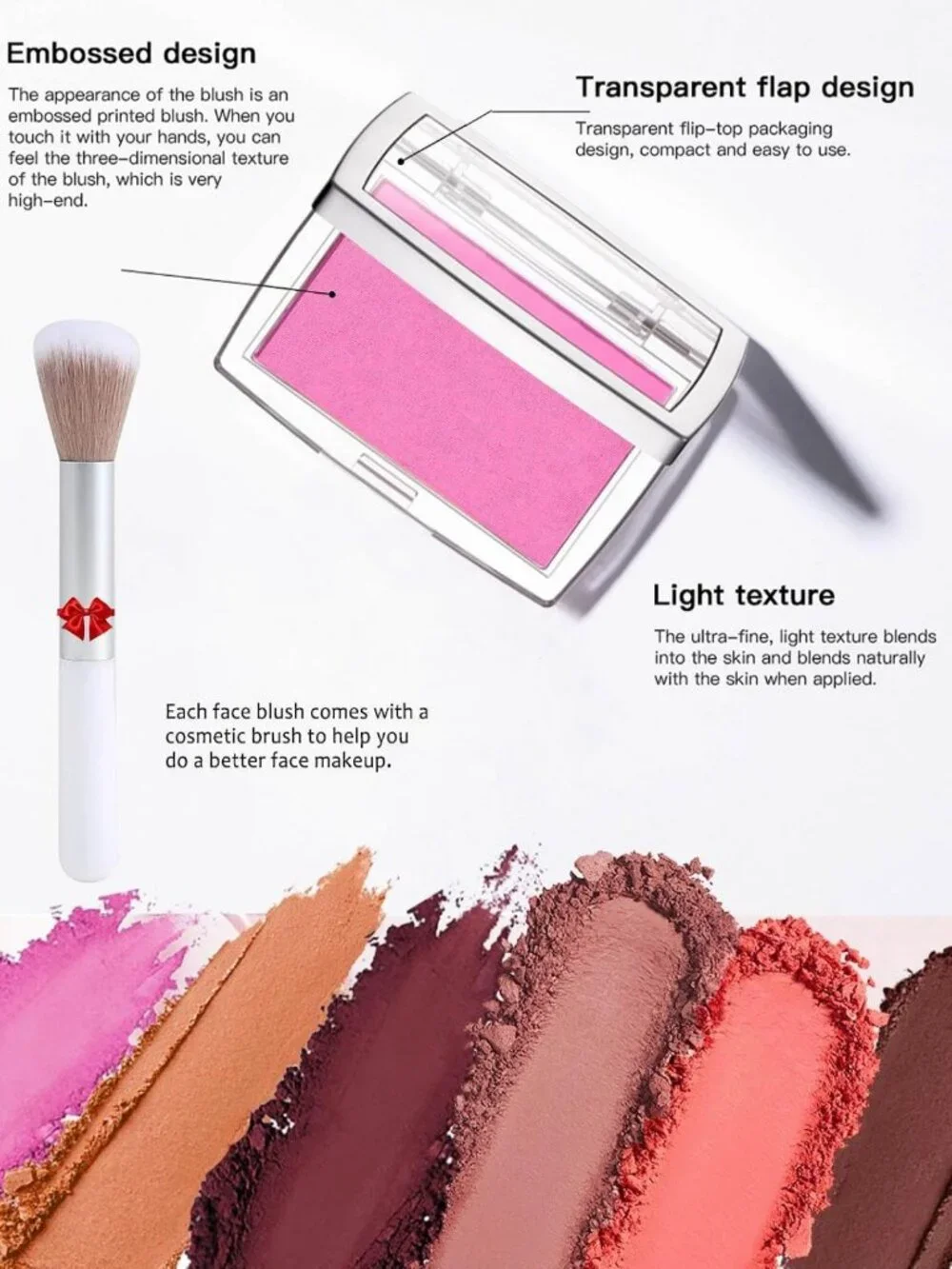 Rosewood Blush Powder Palette for Mature Skin - Flattering Cheek Color & Brush